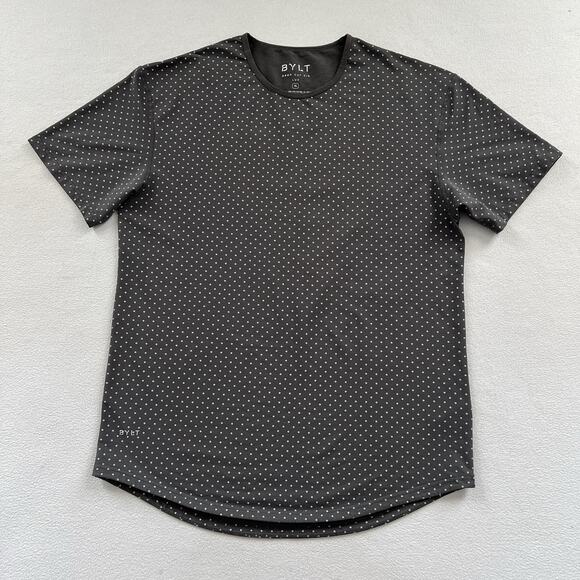 BYLT Men Gray Polka Dot Raglan Short Sleeve Stretch Drop Cut S/S Lux Shirt XL - Picture 1 of 5